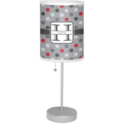Red & Gray Polka Dots Lamp with Drum Shade (Personalized)