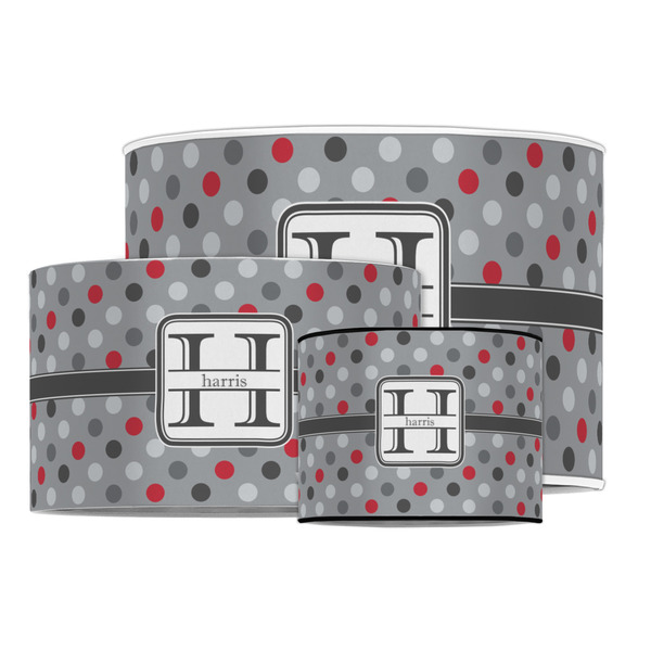 Red & Gray Polka Dots Drum Lampshades - MAIN