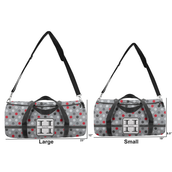 Red & Gray Polka Dots Duffle Bag Small and Large