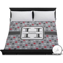 Red & Gray Polka Dots Duvet Cover - King (Personalized)