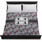 Red & Gray Polka Dots Duvet Cover - Queen - On Bed - No Prop