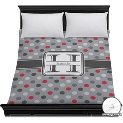 Red & Gray Polka Dots Duvet Cover - Full / Queen (Personalized)