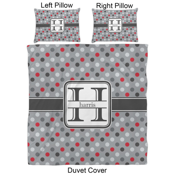 Red & Gray Polka Dots Duvet Cover Set - Queen - Approval