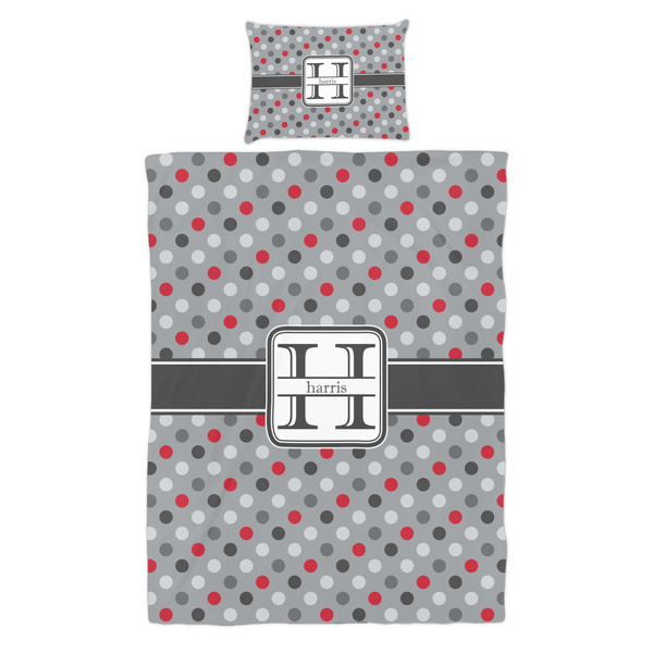 Red & Gray Polka Dots Duvet Cover Set - Twin - Alt Approval