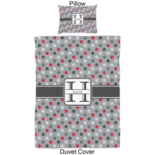 Red & Gray Polka Dots Duvet Cover Set - Twin - Approval