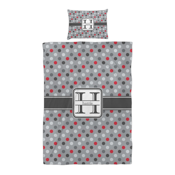 Red & Gray Polka Dots Duvet Cover Set - Twin XL - Alt Approval