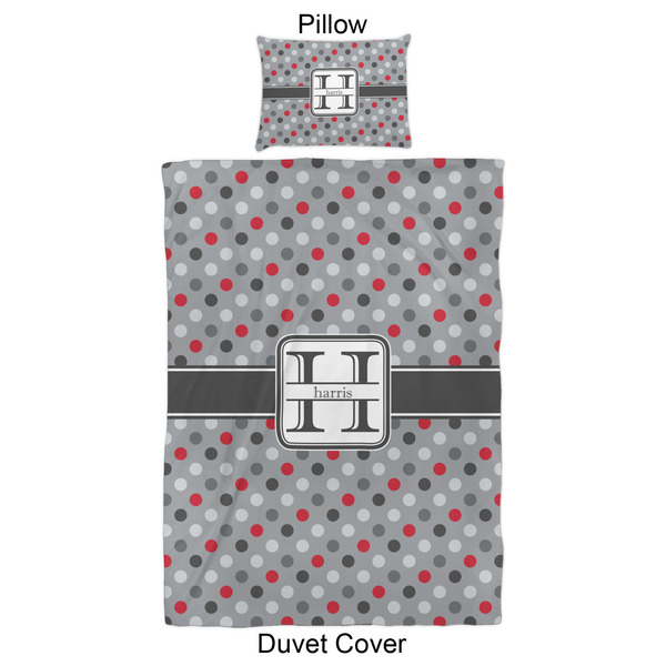 Red & Gray Polka Dots Duvet Cover Set - Twin XL - Approval