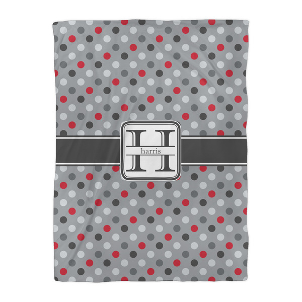 Red & Gray Polka Dots Duvet Cover - Twin XL - Front