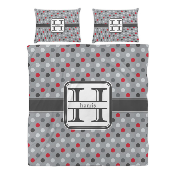 Red & Gray Polka Dots Duvet cover Set - Queen - Alt Approval
