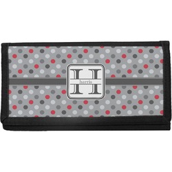 Red & Gray Polka Dots Canvas Checkbook Cover (Personalized)