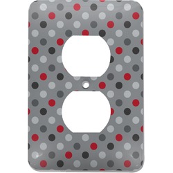 Red & Gray Polka Dots Electric Outlet Plate (Personalized)