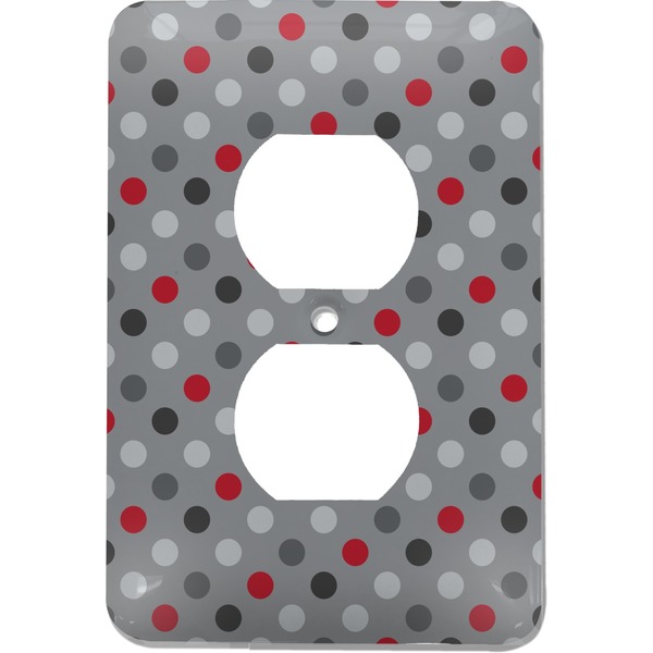 Custom Red & Gray Polka Dots Electric Outlet Plate