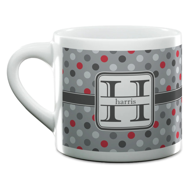 Red & Gray Polka Dots Espresso Cup - 6oz (Double Shot) (MAIN)