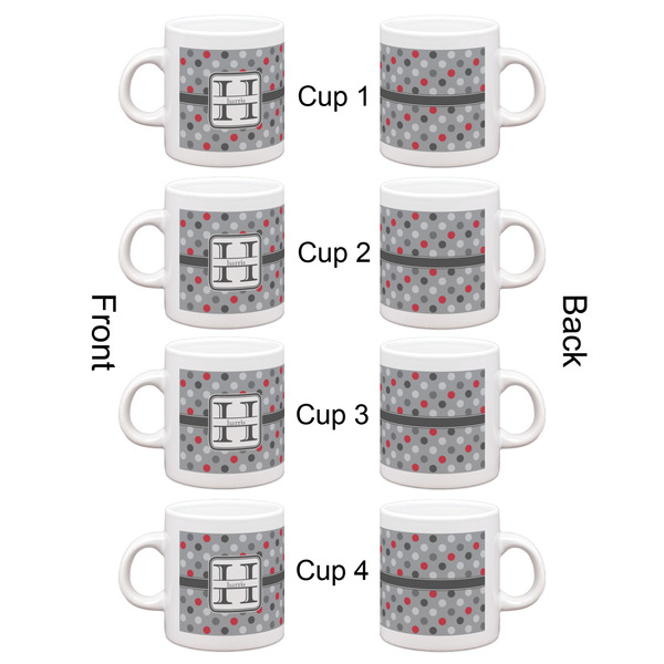 Red & Gray Polka Dots Espresso Cup Set of 4 - Apvl
