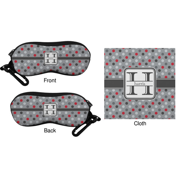 Red & Gray Polka Dots Eyeglass Case & Cloth (Approval)