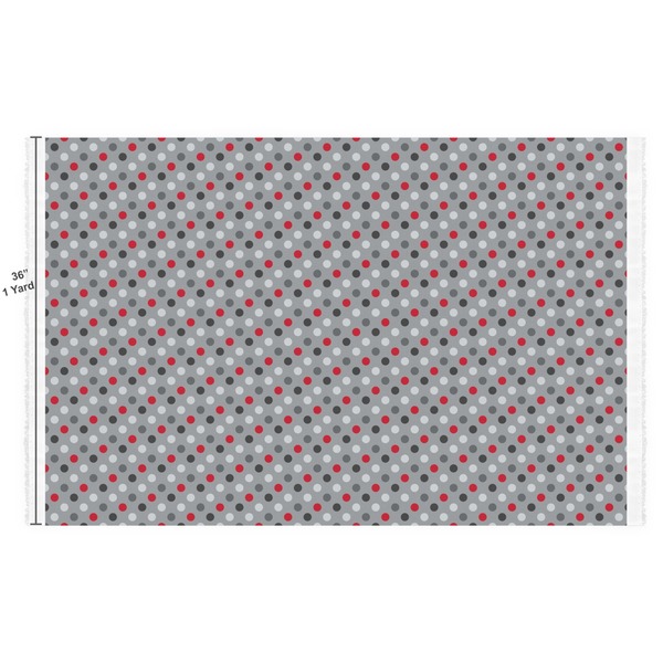 Red & Gray Polka Dots Fabric Full Yard