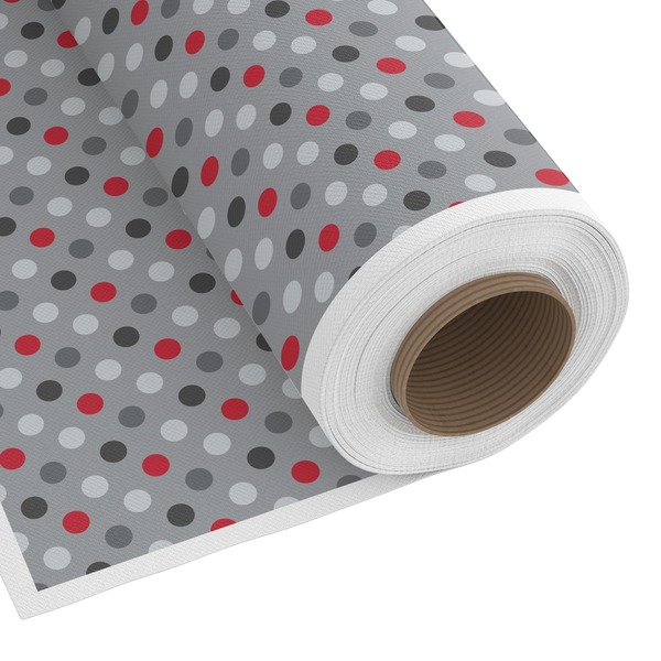 Custom Red & Gray Polka Dots Fabric by the Yard - Copeland Faux Linen