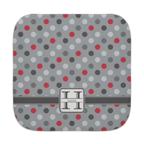 Custom Red & Gray Polka Dots Face Towel (Personalized)