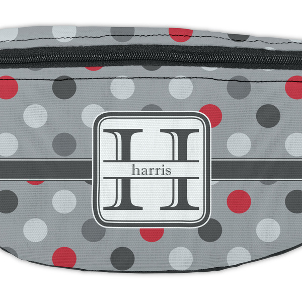 Red & Gray Polka Dots Fanny Pack - Closeup