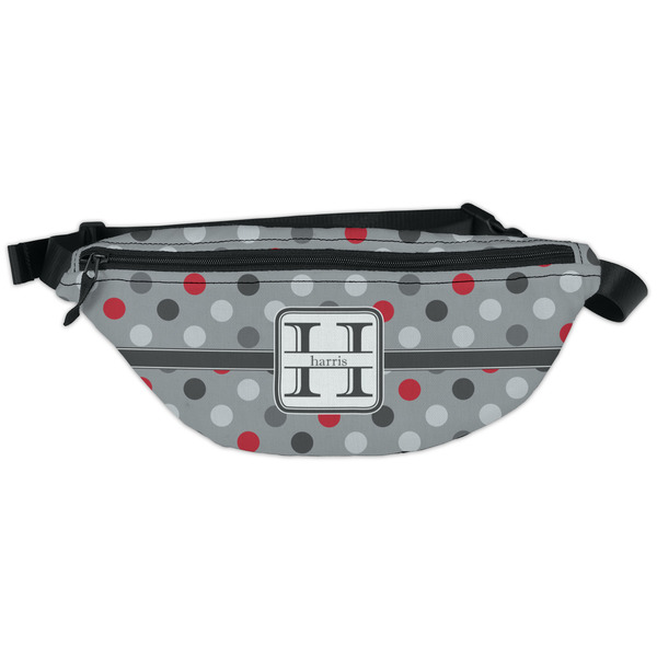 Custom Red & Gray Polka Dots Fanny Pack - Classic Style (Personalized)