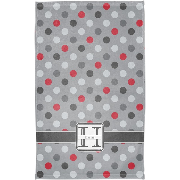 Red & Gray Polka Dots Finger Tip Towel - Full View
