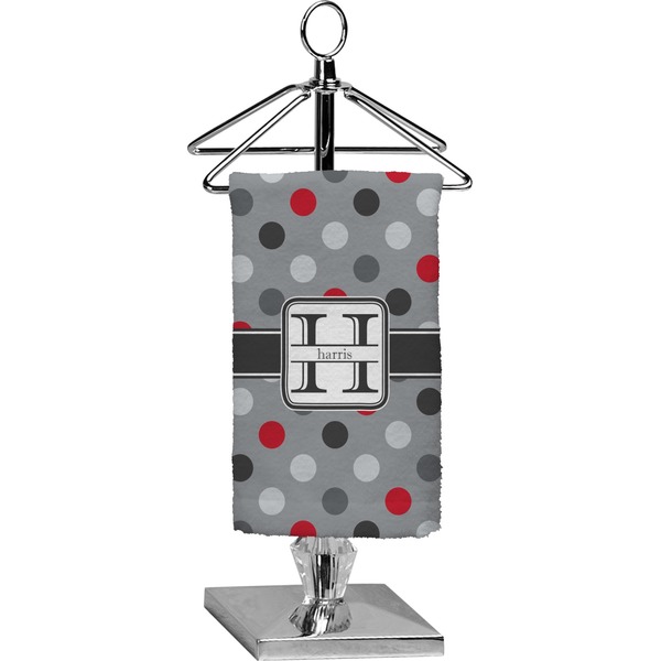 Custom Red & Gray Polka Dots Finger Tip Towel - Full Print (Personalized)