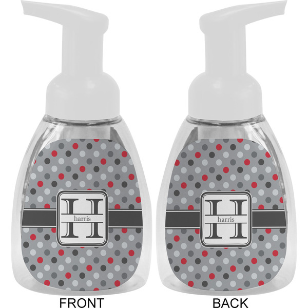 Red & Gray Polka Dots Foam Soap Bottle Approval - White