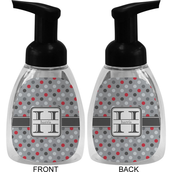 Red & Gray Polka Dots Foam Soap Bottle (Front & Back)