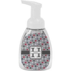 Red & Gray Polka Dots Foam Soap Bottle - White (Personalized)