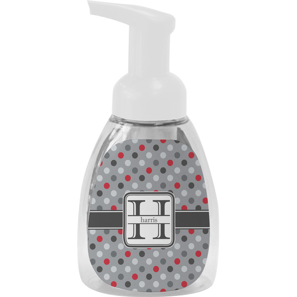 Custom Red & Gray Polka Dots Foam Soap Bottle (Personalized)