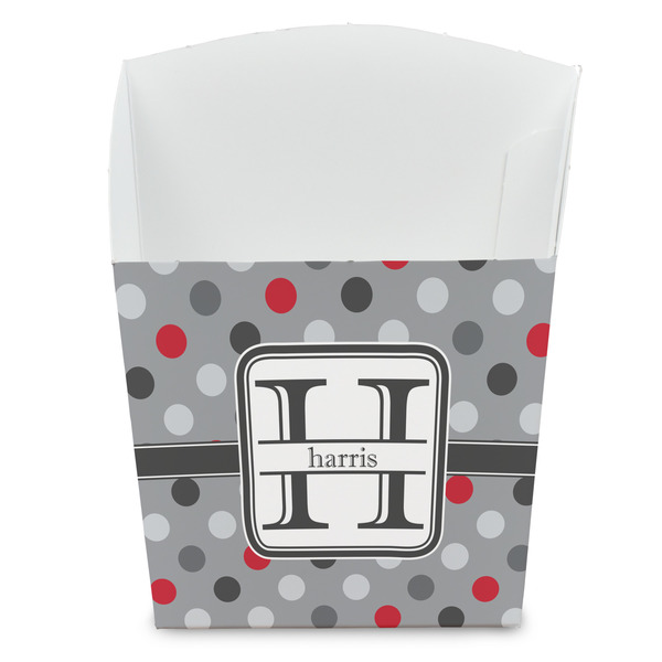 Custom Red & Gray Polka Dots French Fry Favor Boxes (Personalized)