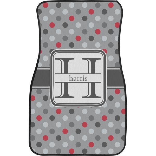 Red & Gray Polka Dots Custom Car Floor Mats (Front Seat)