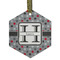 Red & Gray Polka Dots Frosted Glass Ornament - Hexagon