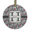 Red & Gray Polka Dots Frosted Glass Ornament - Round