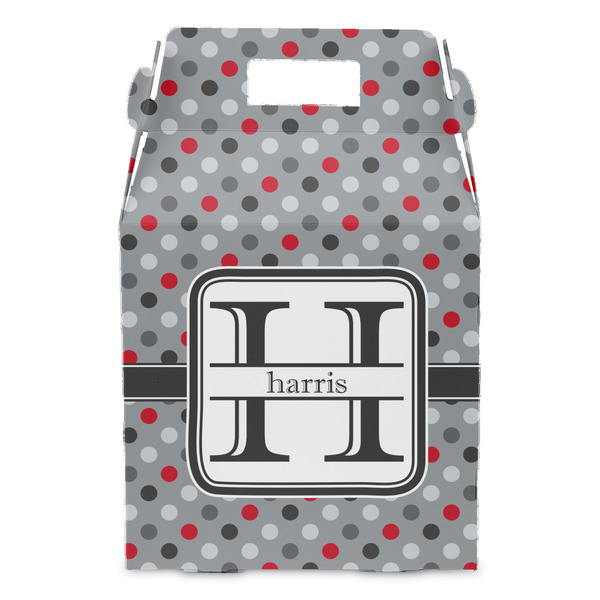 Red & Gray Polka Dots Gable Favor Box - Front