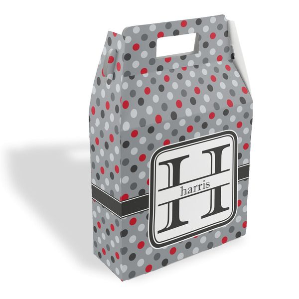 Custom Red & Gray Polka Dots Gable Favor Box (Personalized)