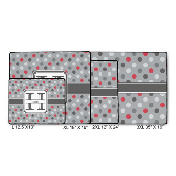 Red & Gray Polka Dots Gaming Mats - SIZE CHART