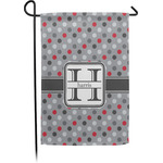 Red & Gray Polka Dots Garden Flag (Personalized)