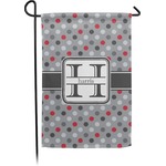 Red & Gray Polka Dots Small Garden Flag - Double Sided w/ Name and Initial