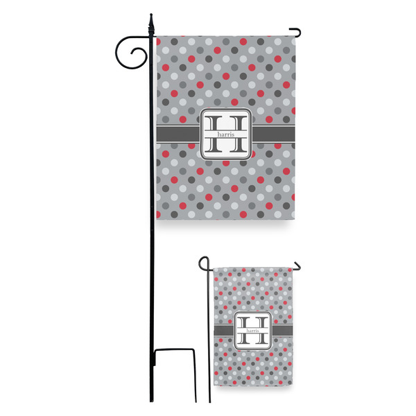 Red & Gray Polka Dots Garden Flag - PARENT/MAIN