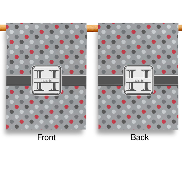 Red & Gray Polka Dots Garden Flags - Large - Double Sided - APPROVAL
