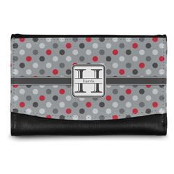Red & Gray Polka Dots Genuine Leather Women's Wallet - Small (Personalized)