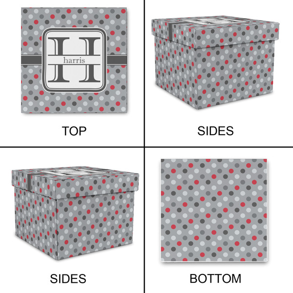 Red & Gray Polka Dots Gift Boxes with Lid - Canvas Wrapped - Medium - Approval