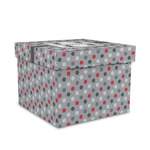 Red & Gray Polka Dots Gift Box with Lid - Canvas Wrapped - Medium (Personalized)