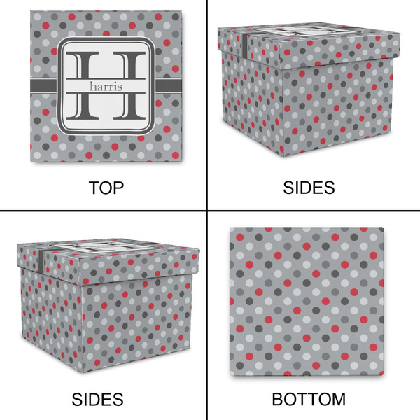Red & Gray Polka Dots Gift Boxes with Lid - Canvas Wrapped - Small - Approval
