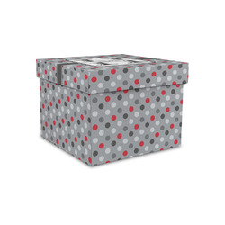 Red & Gray Polka Dots Gift Box with Lid - Canvas Wrapped - Small (Personalized)