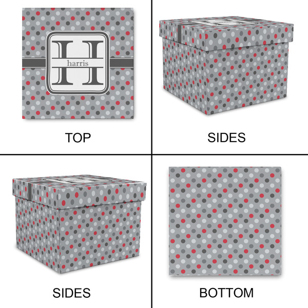Red & Gray Polka Dots Gift Boxes with Lid - Canvas Wrapped - X-Large - Approval