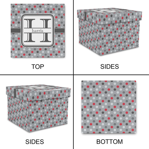 Red & Gray Polka Dots Gift Boxes with Lid - Canvas Wrapped - XX-Large - Approval