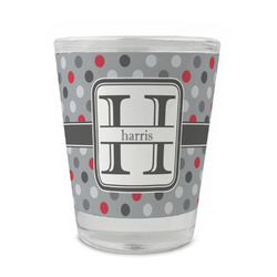 Red & Gray Polka Dots Glass Shot Glass - 1.5 oz - Set of 4 (Personalized)