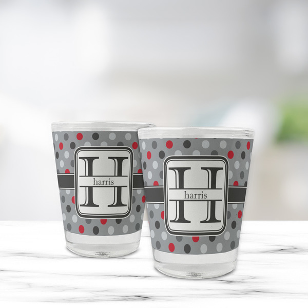 Red & Gray Polka Dots Glass Shot Glass - Standard - LIFESTYLE